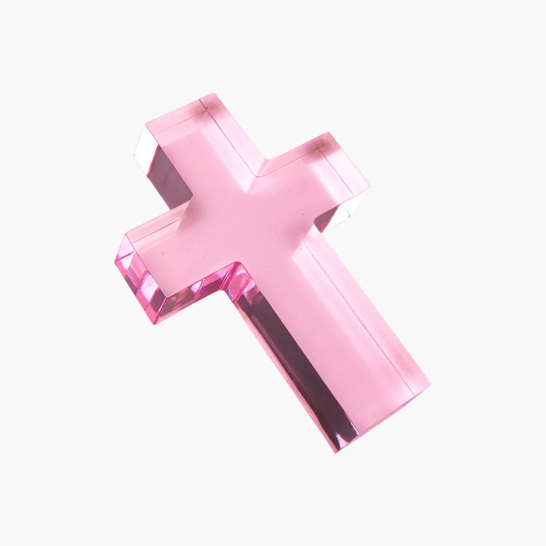 Small Pink Cross Acrylic Weight