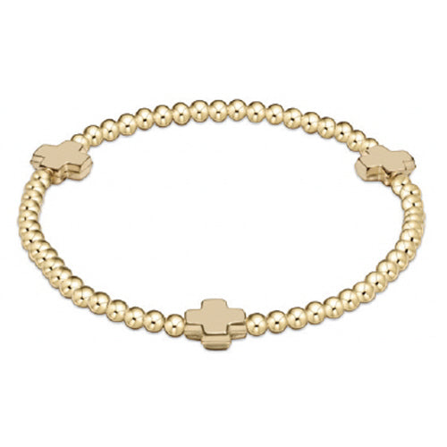 egirl | Signature Cross Gold Pattern 3mm Bead Bracelet | Gold