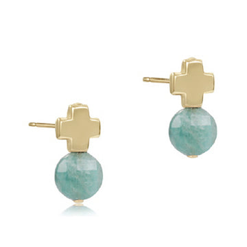*RETIRED* Signature Cross Gold Stud | Amazonite