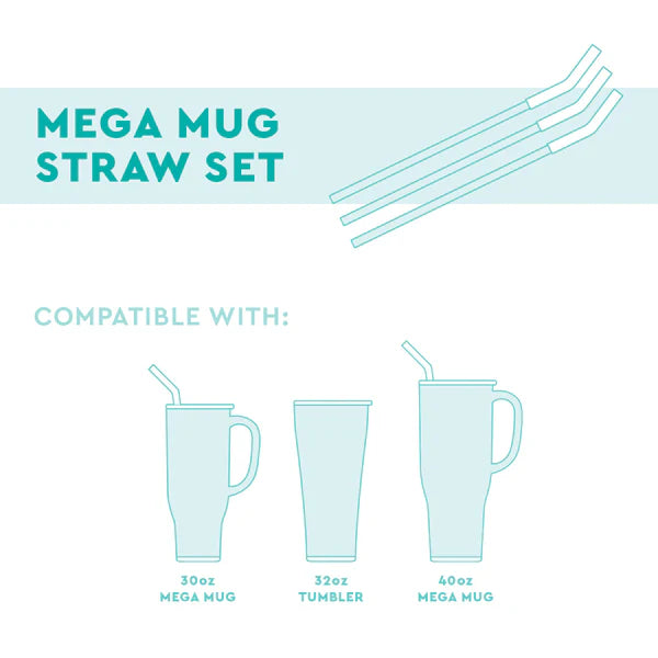 Reusable Straw Set | Mega Mug | Neon - Lime/Orange/Berry