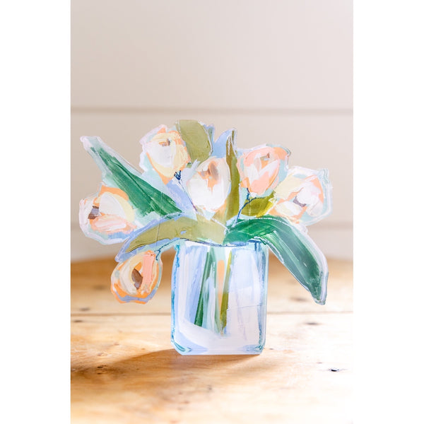 Bitty Acrylic Bloom Block | White Tulips