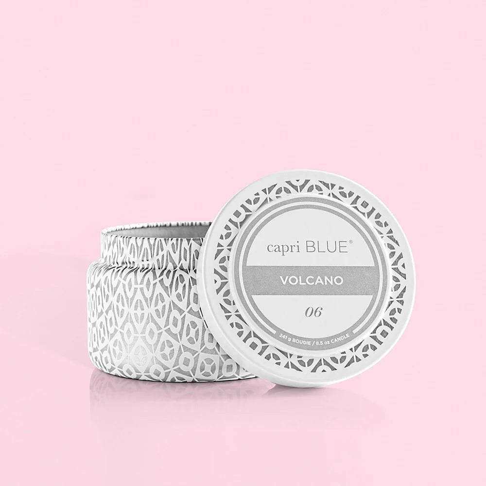 Volcano | Travel Tin Candle | White Printed