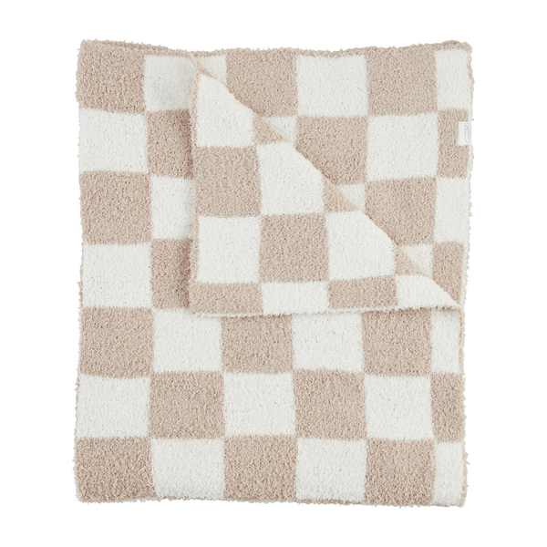 Chenille Blanket | Taupe Check