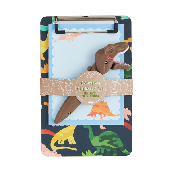 Brown Dino Pen and Clipboard Set