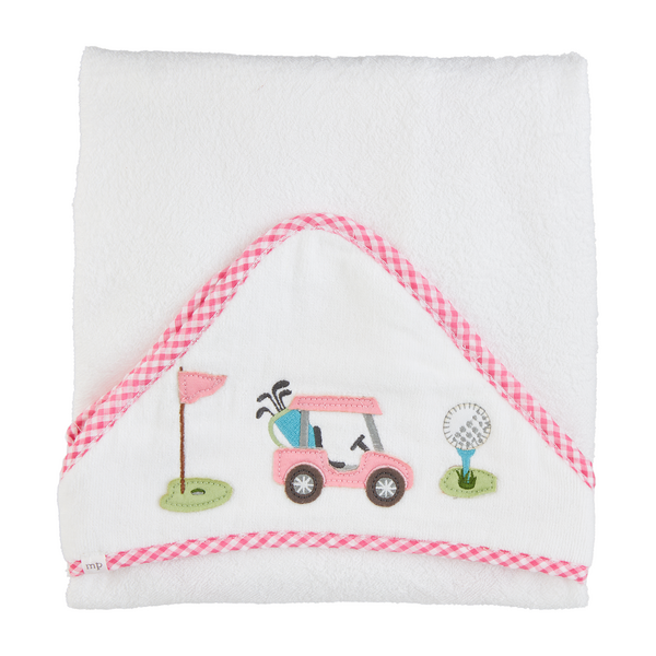 Applique Hooded Towel - Pink Golf