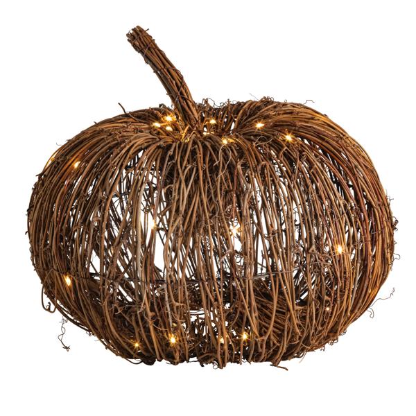 Small Light-Up Rattan Pumpkin
