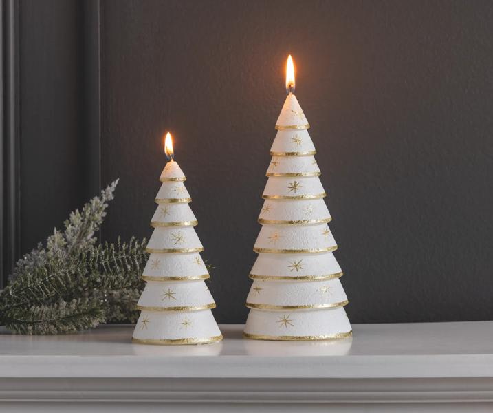 Gold Stacked Tree Candle | Small