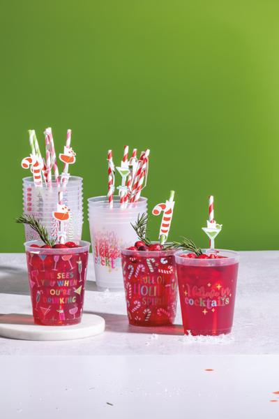 Holiday Party Cup & Straw Set | Red