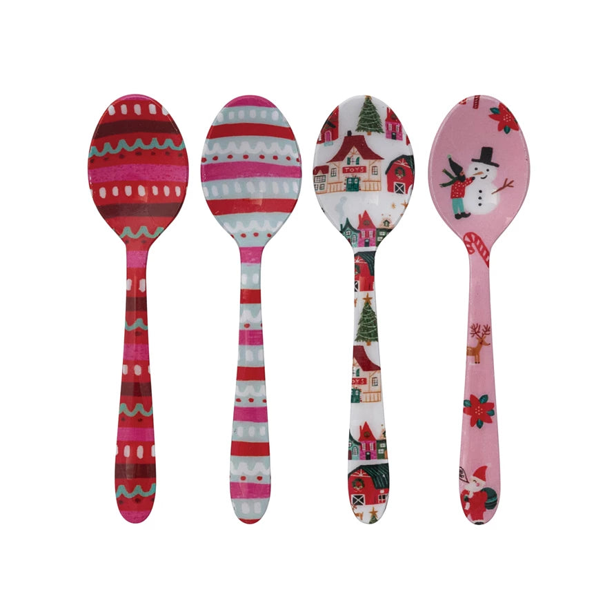Enameled Stainless Steel Spoon with North Pole Pattern | Assorted Styles