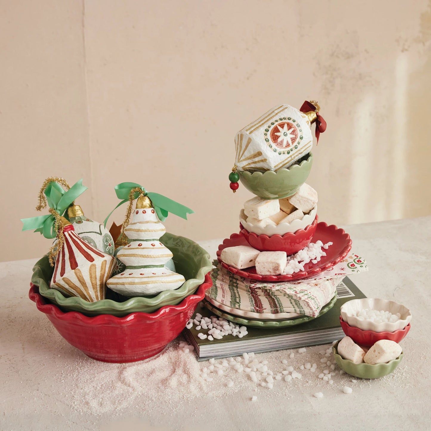 4-1/2" Round x 2"H Stoneware Scalloped Bowl | Assorted Colors