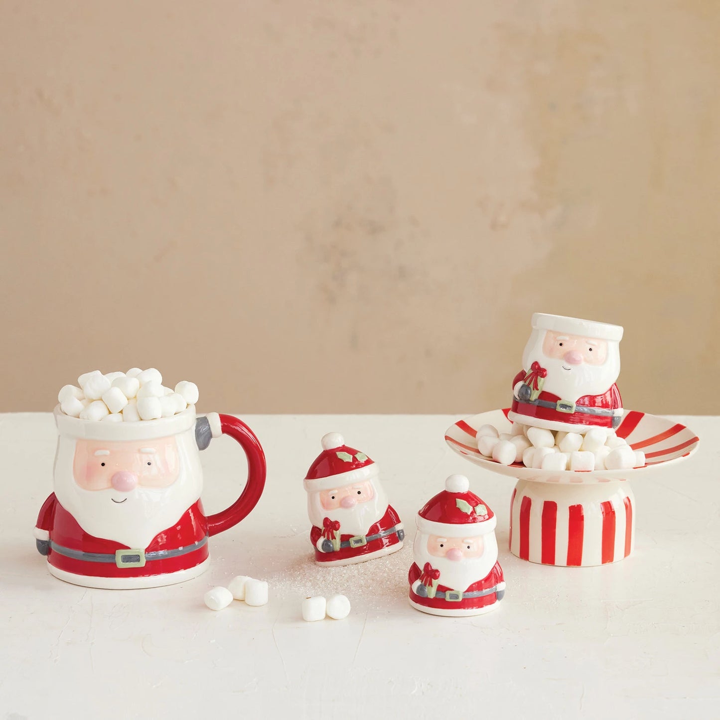 Hand-Painted Ceramic Santa Shaped Container