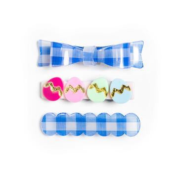 Alligator Clip - Eggs w/ Plaid Bow
