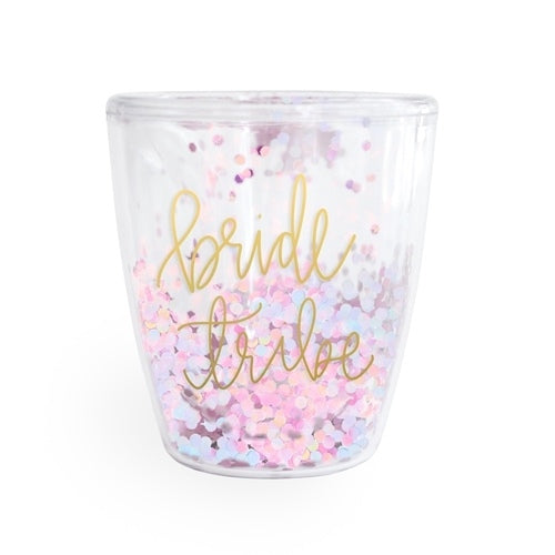 Stemless Wine Glitter - Bride Tribe