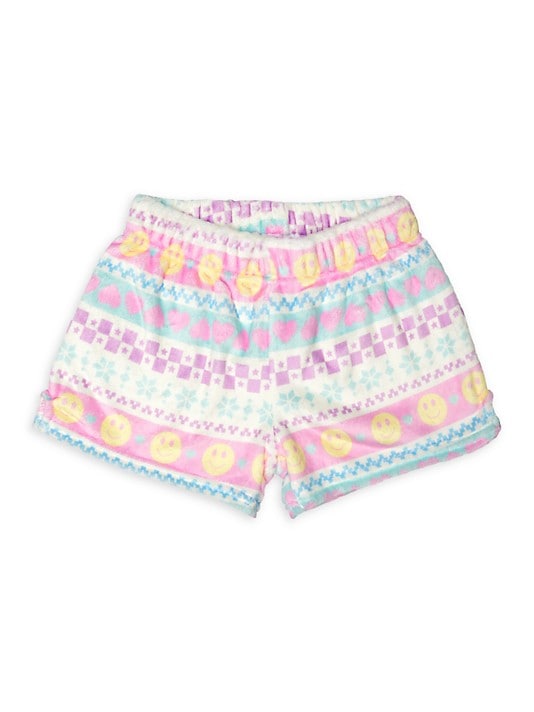 XS Girl's Happy Days Fair Isle Plush Shorts