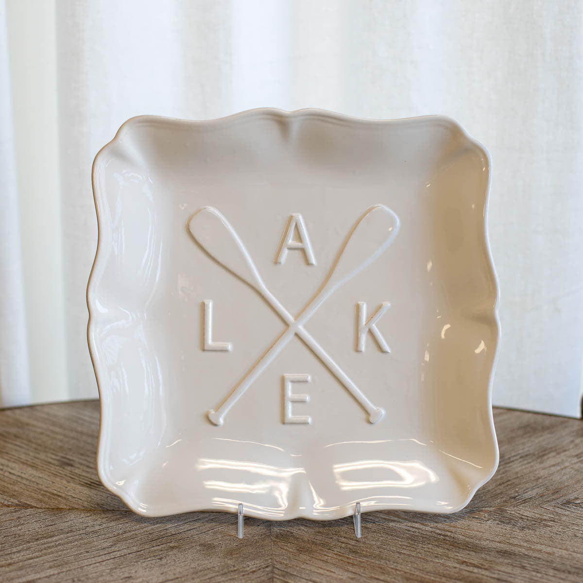 Lake Oar Embossed Square Platter