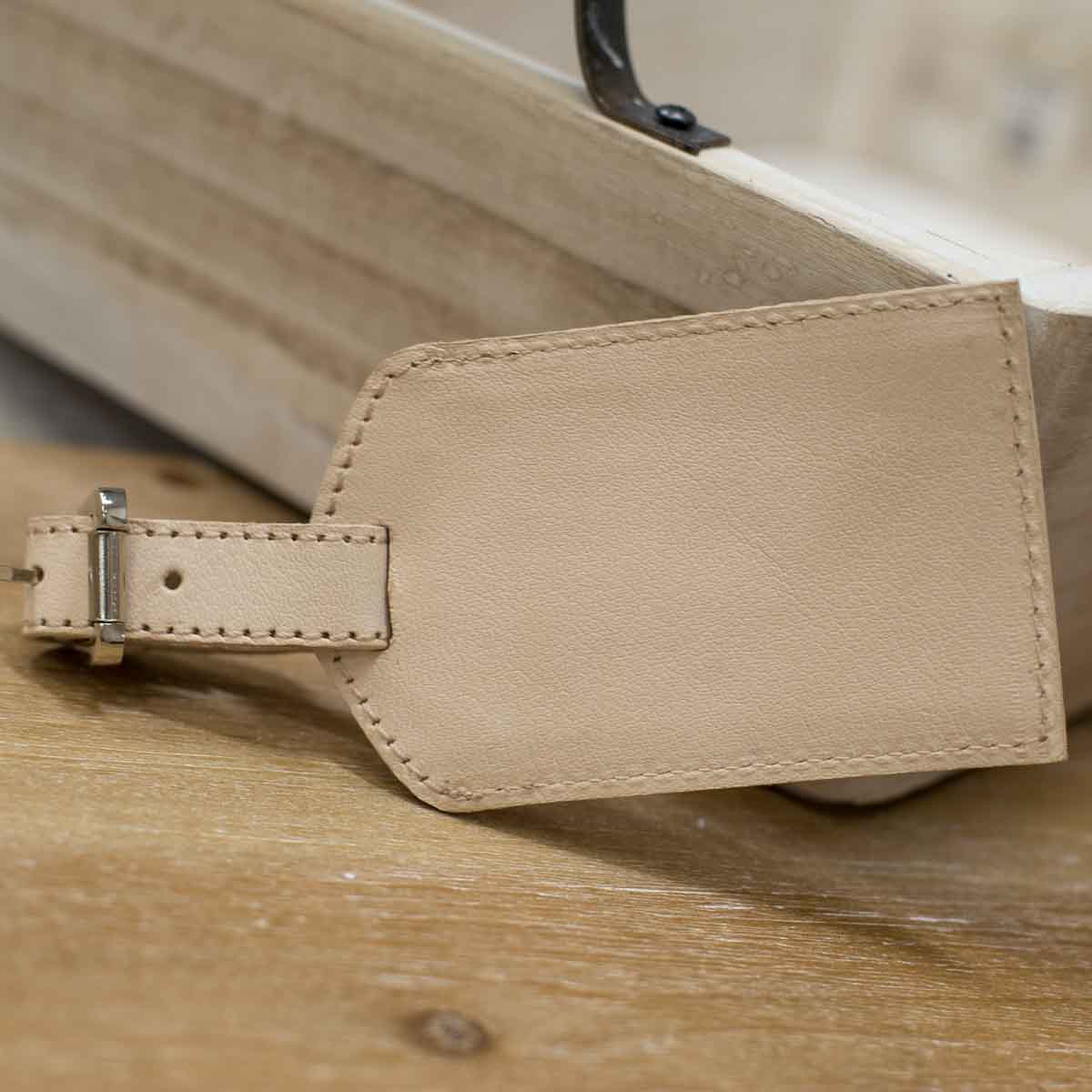 Leather Luggage Tag Cream