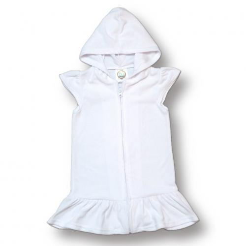 Size 8 White Girl's Terry Cloth Swim Cover Up Dress