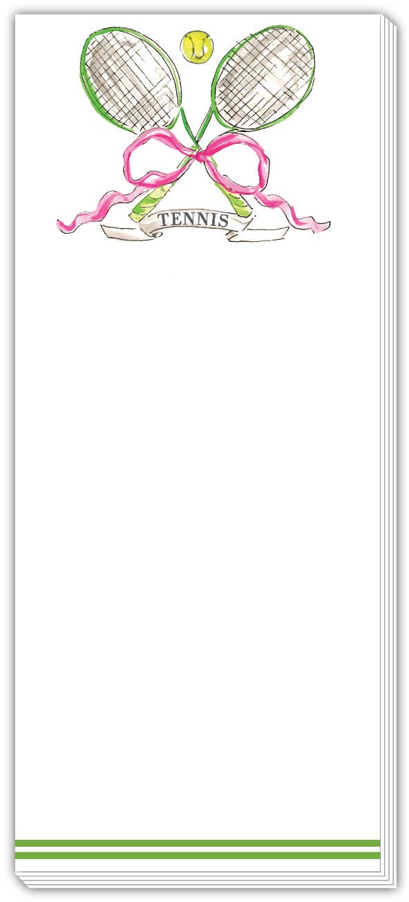 Tennis Rackets With Ball and Bow Skinny Notepad