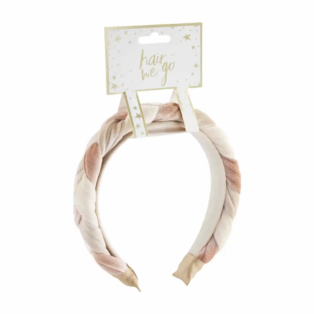 Tan Braided Velvet Headband