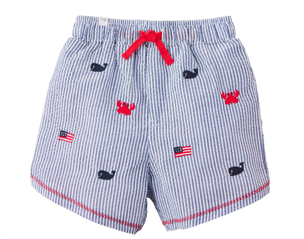 Seersucker Swim Trunks 4-5T