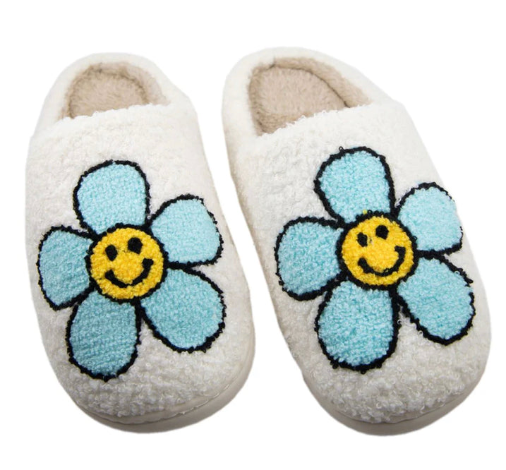 Slippers - Mint Daisy Happy Face
