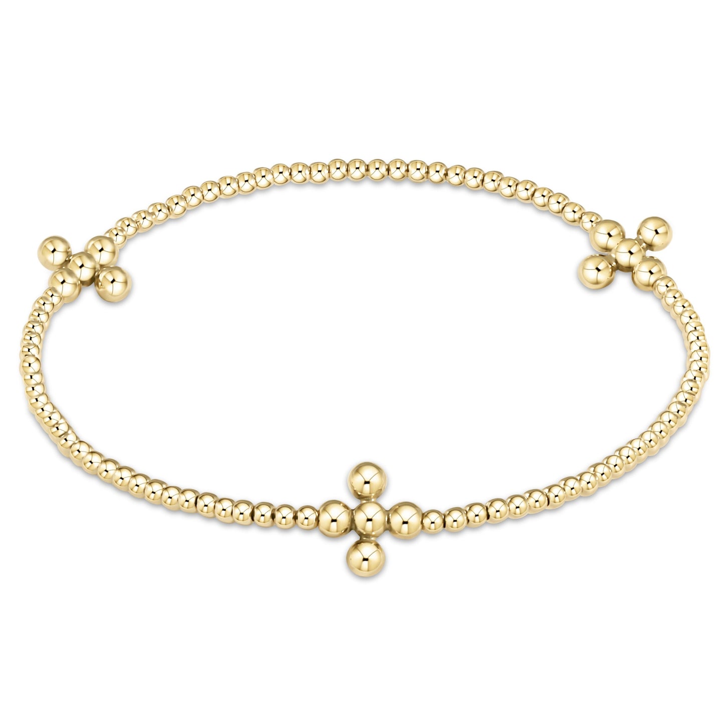 Signature Cross Gold Pattern 2.5mm Bead Bracelet - Classic Beaded Signature Cross Gold - 4mm Bead Gold