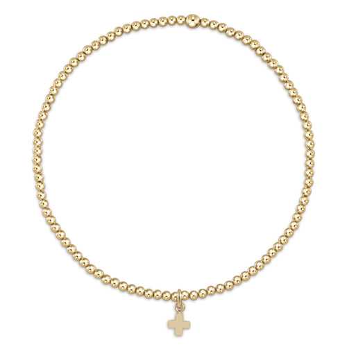 Classic Gold 2mm Bead Bracelet Signature Cross Small Gold Charm