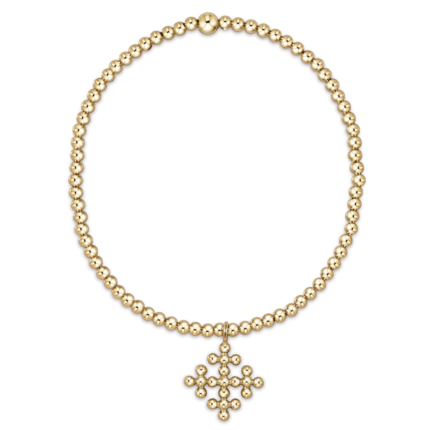 *RETIRED* Classic Gold 2.5mm Bead Bracelet - Classic Beaded Signature Cross Encompass Gold Charm