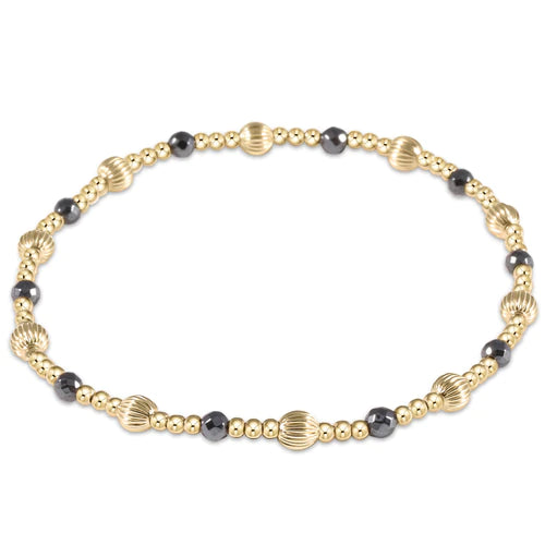 Dignity Sincerity Pattern 4mm Bead Bracelet - Faceted Hematite
