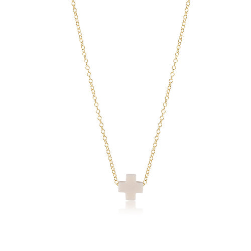 16" Necklace Gold | Signature Cross | Off-White