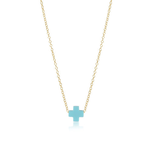 egirl 14" Necklace Gold - Signature Cross Turquoise