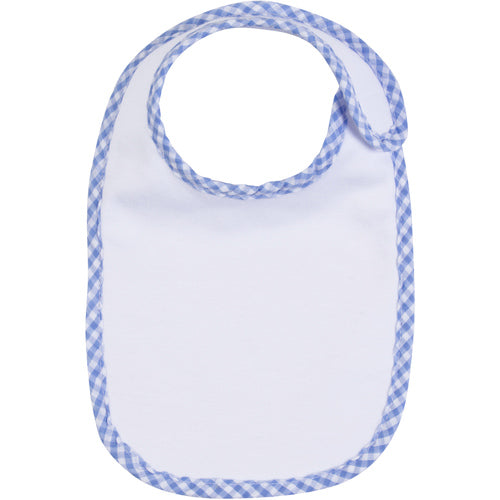 Blue Gingham Trim Infant Baby Bib
