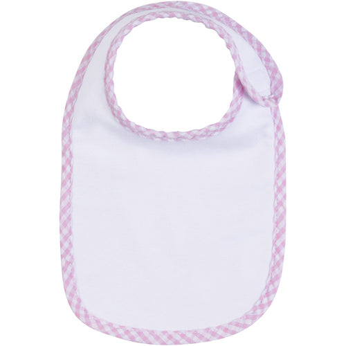 Pink Gingham Trim Infant Baby Bib