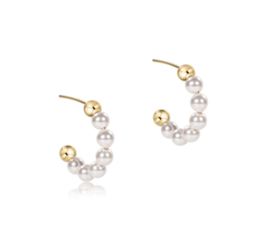 Beaded Classic 1" Post Hoop - 4mm Pearl