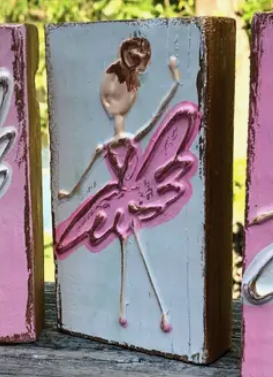 3x3 Ballerina Dancer Textured Wood Block