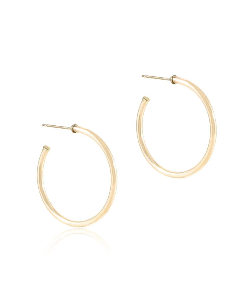 Round Gold 1.25" Post Hoop - 2mm - Smooth
