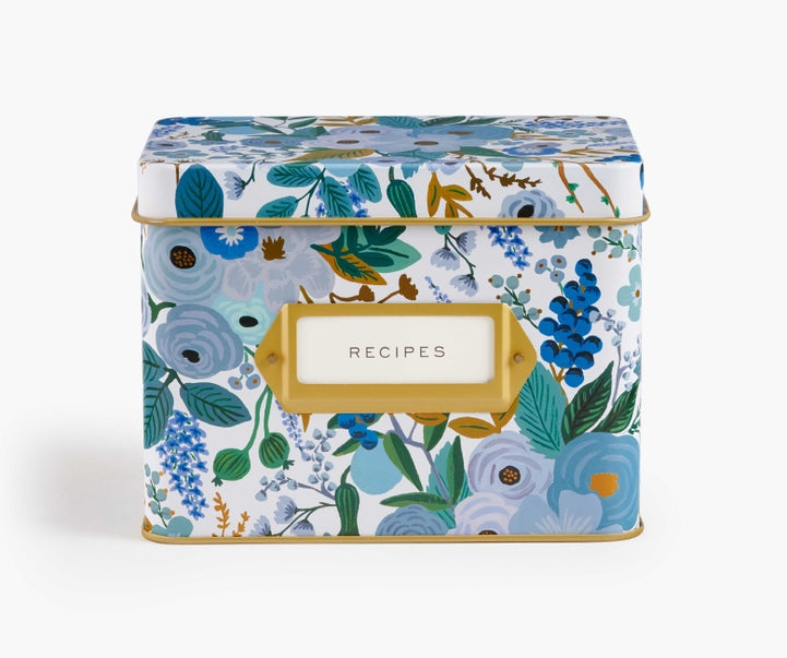 Garden Party Blue Recipe Tin