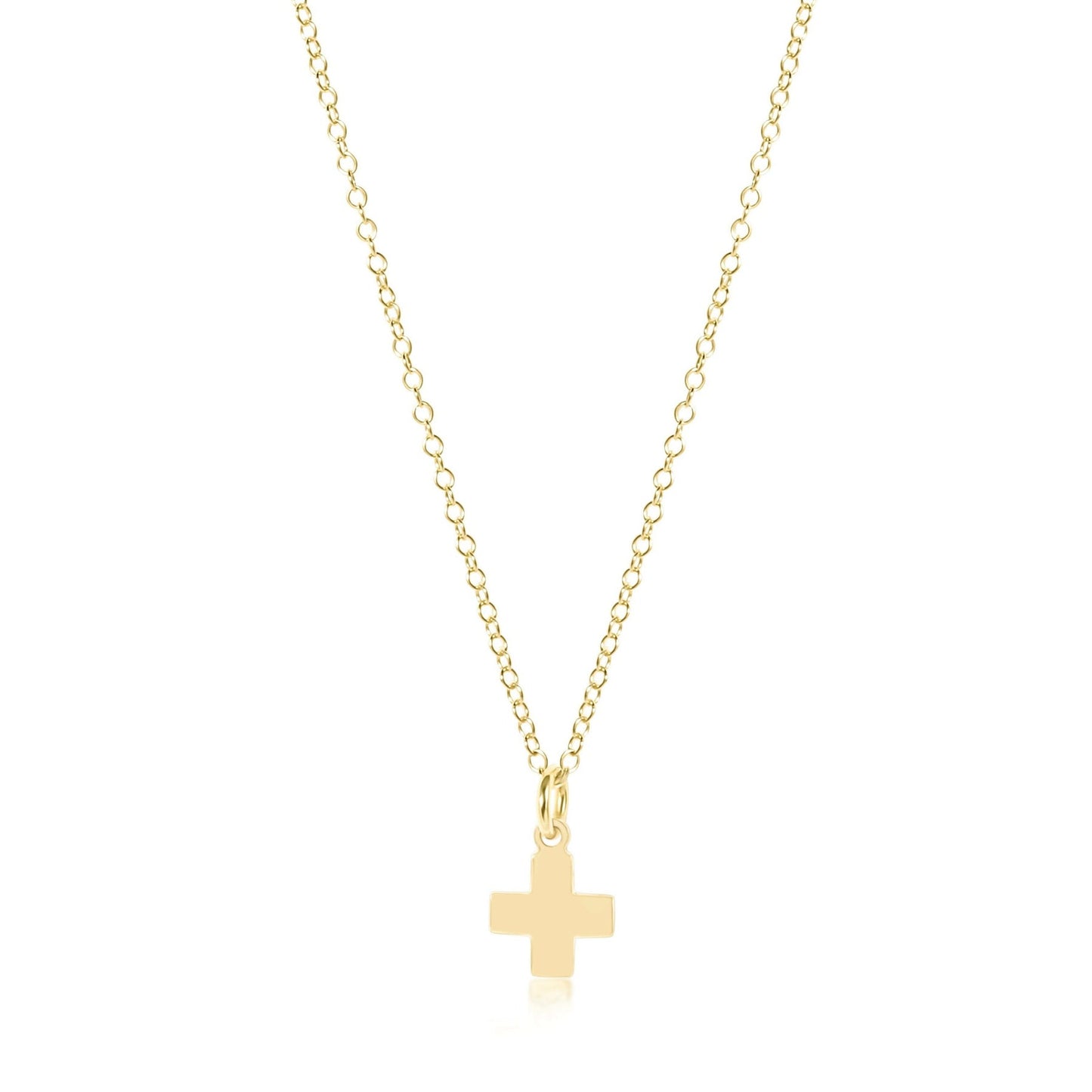 14" Necklace Gold - Signature Cross Small Gold Charm