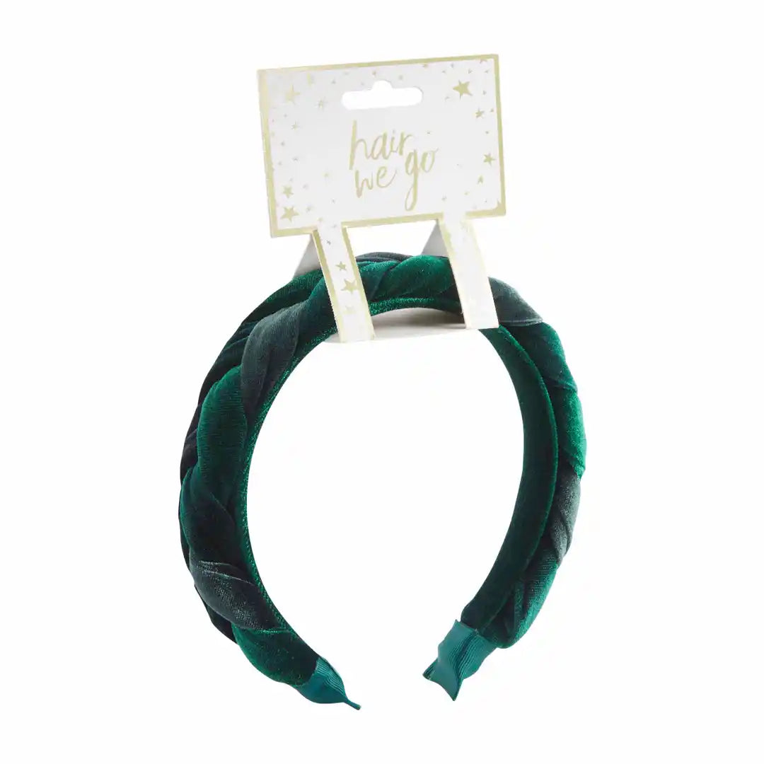 Green Braided Velvet Headband