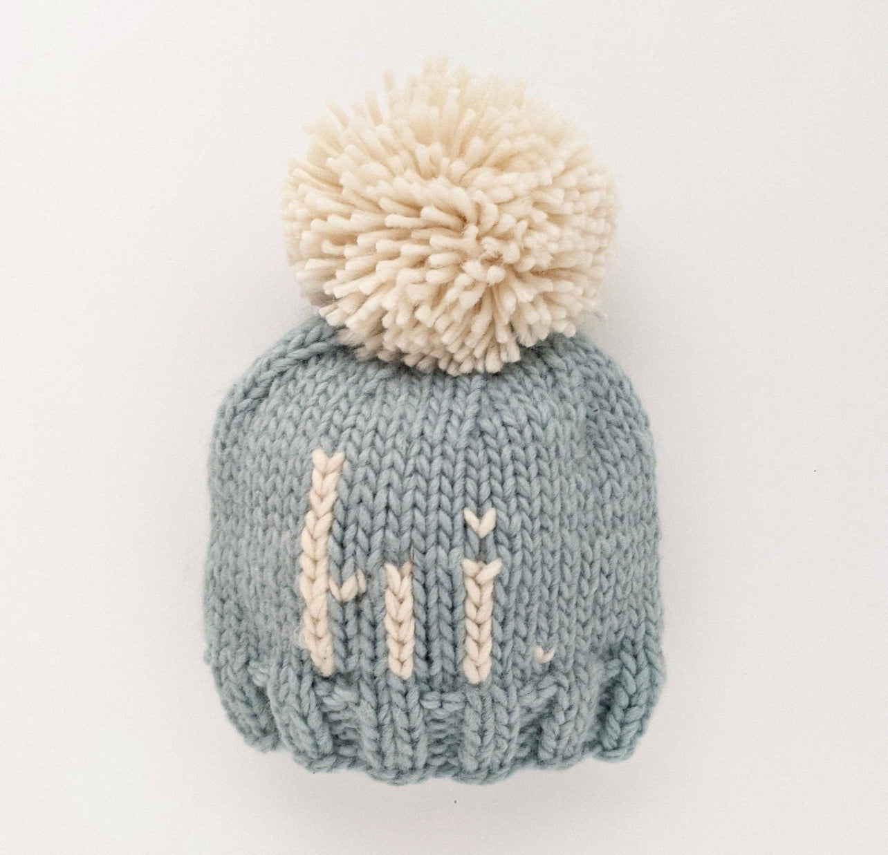 XS hi. Blue Hand Knit Beanie Hat