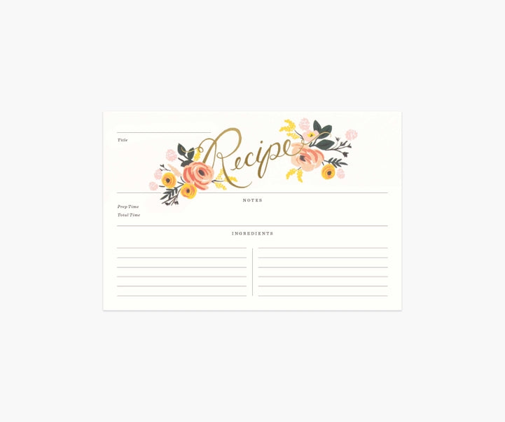 Peony Recipe Cards