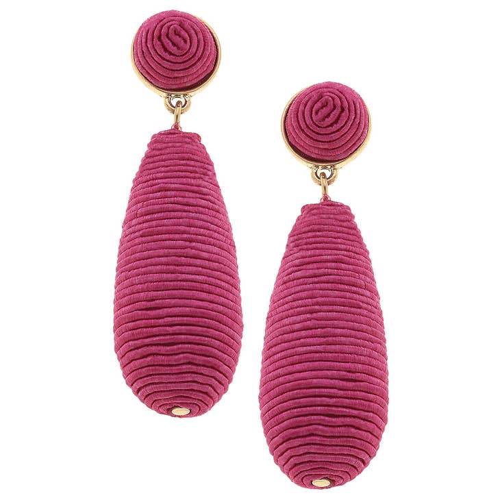 Brielle Silk Cord Drop Earrings in Fuchsia