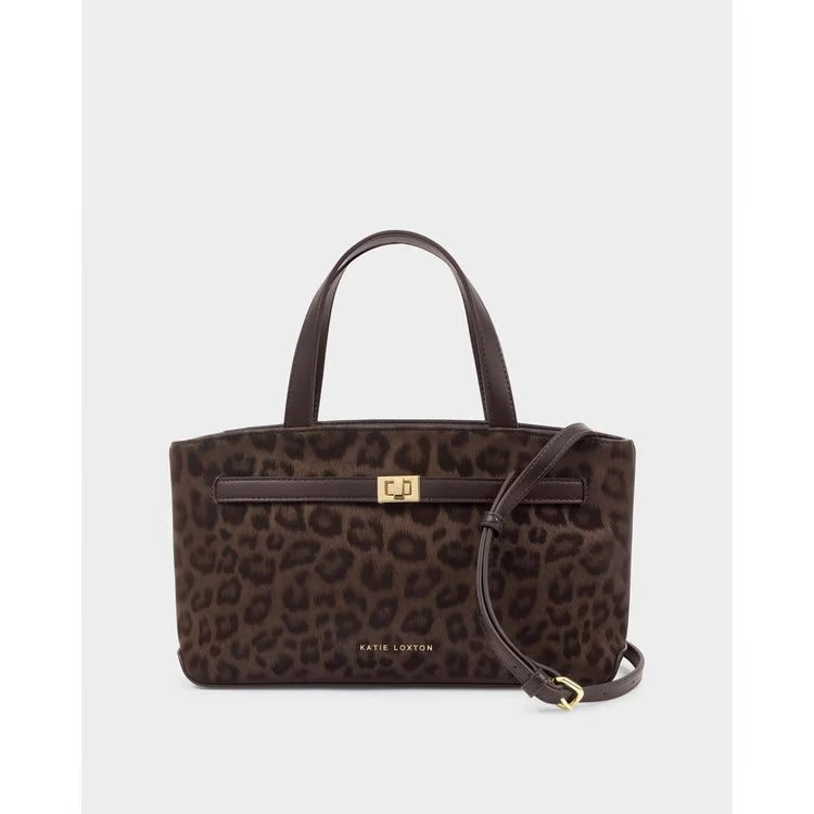 Orin Top Handle Crossbody Bag | Chocolate Leopard