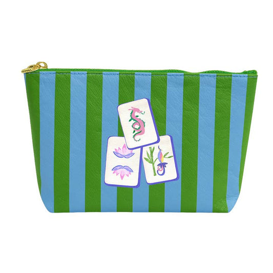 Mahjong Preppy Bag | Green & Blue Stripe
