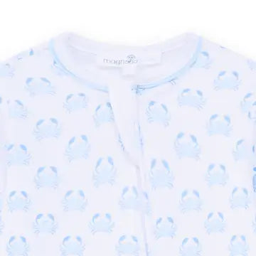 Little Crawlers Print Zip Footie | Light Blue