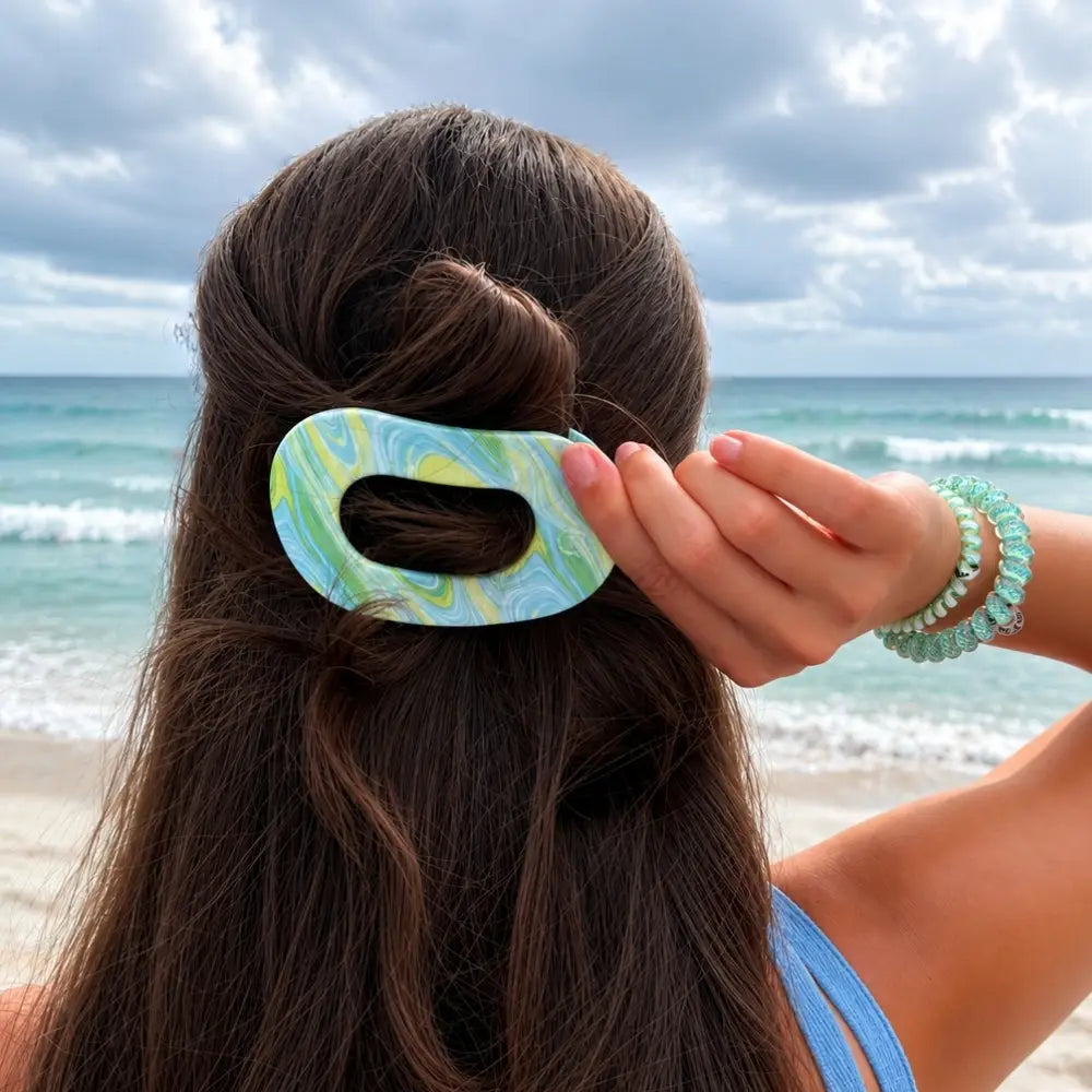 Teleties Flat Round Hair Clip | By the Sea Shore | Assorted Sizes