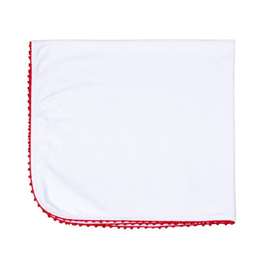 Baby Joy Receiving Blanket | Red Crochet Trim