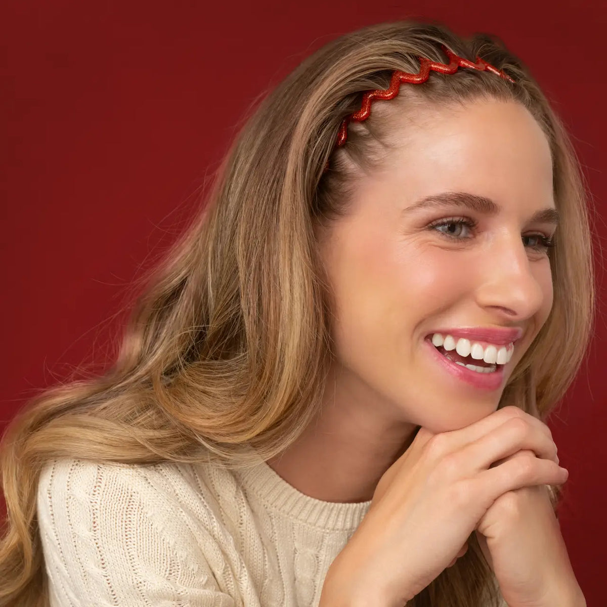 Zigzag Headbands 2pc Set - Gold & Red