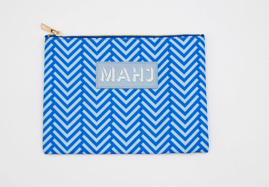 Mahjong Card & Accessory Bag | Blue Arrows