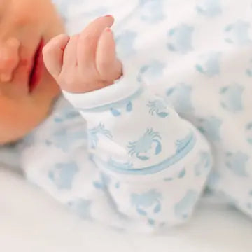 Little Crawlers Print Zip Footie | Light Blue